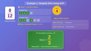 Simplify Fractions with GCF! Easy 5th & 6th Grade Math