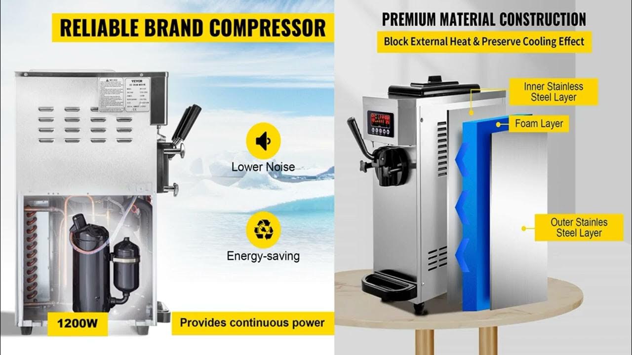 VEVOR 1500W Commercial Ice Cream Machine Instructional Manual