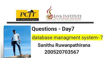 Data Base Task 07 | 1st Year | Java Institute | Sanithu Ruwanpathirana