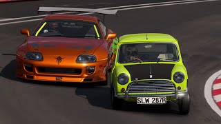 Toyota Supra MKIV 1997 vs Mini Cooper 'S' 1965 at Nurburgring Nordschleife Track Day
