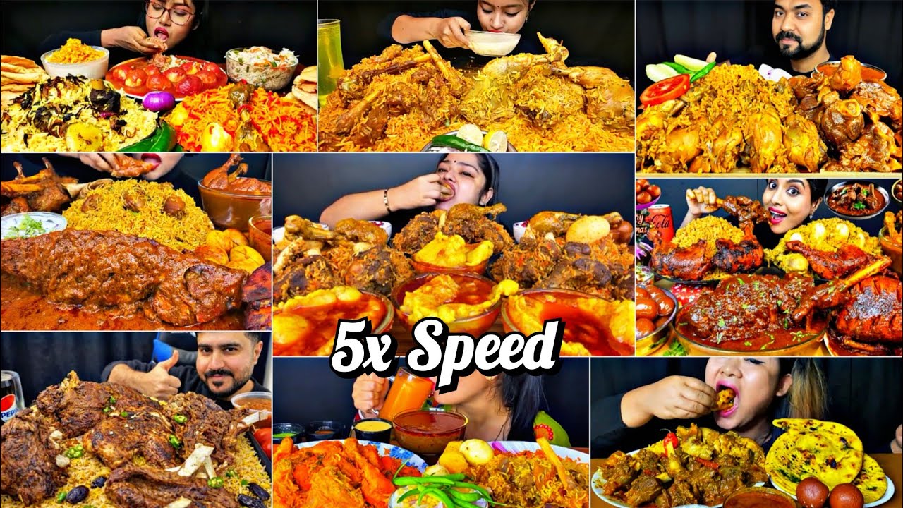 ASMR:Eating Spicy🔥Chicken Mutton Biryani With Mutton Fat Curry & Salad🥗Indian food Mukbang