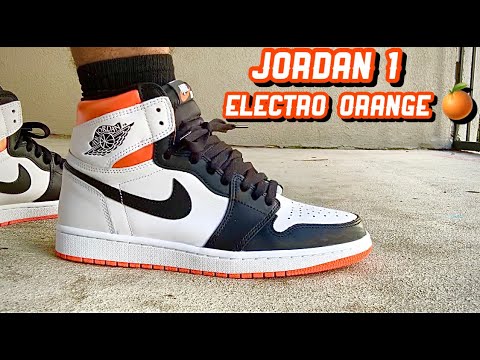 electro orange jordan 1 on foot