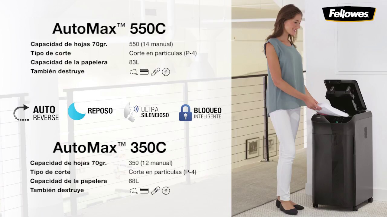 Destructoras de documentos automáticas AutoMax de Fellowes 350C y 550C