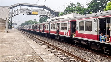 The icf medha emu local train enters the station and proceeds to its destination | katwa line local