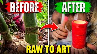 I Turned a Bamboo Root into a Luxury Red Jar! 😲