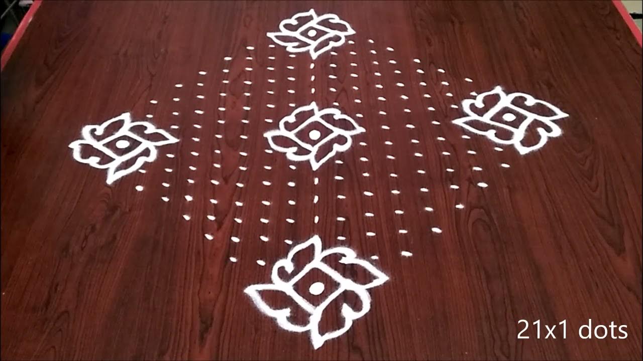 sankranthi chukkala muggulu 21x1 dots | Dot Rangoli | How to Make ...