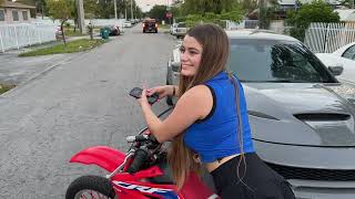 SHE RODE HER NEW CRF150 IN THE HOOD !!