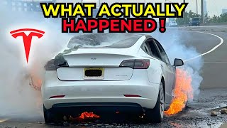 Watch Tesla Model 3 Catch Fire After Debris Strike