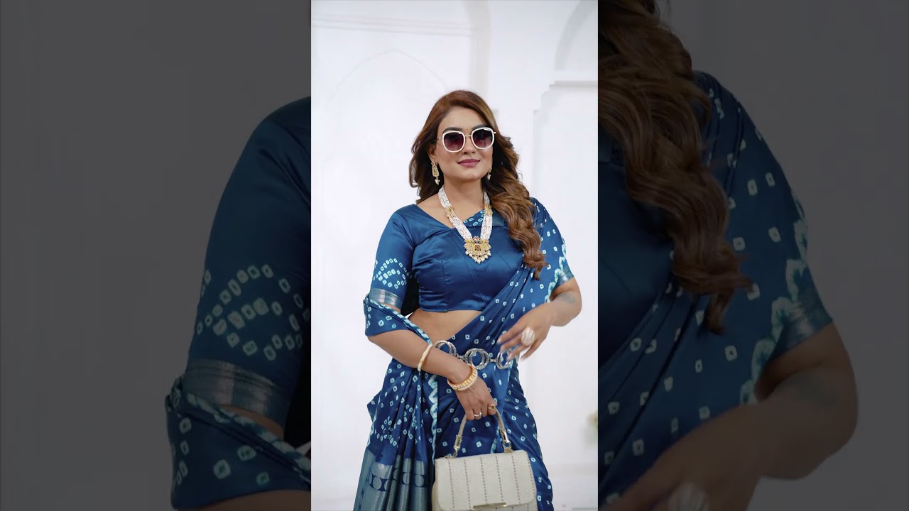 Deep Navy Blue Soft Satin Silk Saree