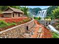 TIMELAPSE - Building & Completing Walls of a Villa on Mountain Top with Primitive Materials & Tools