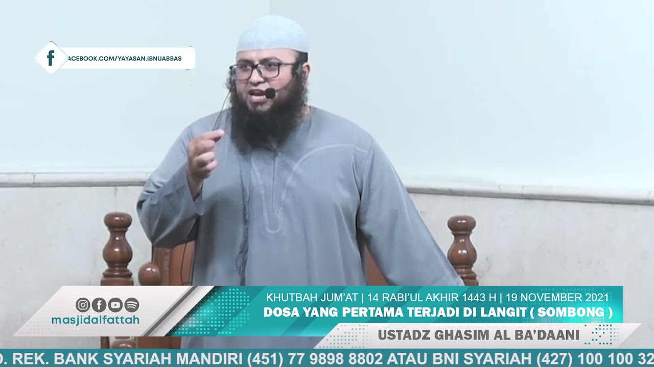 DOSA PERTAMA YANG TERJADI DILANGIT  ( SOMBONG ) | USTADZ GHASIM AL BA'DAANI
