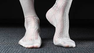 White Sheer Dress Socks With Ornamental Pattern Temu Try-On Haul