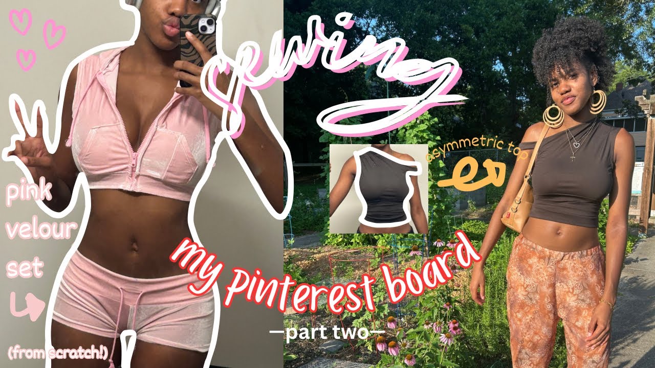 making a pink velour set + another asymmetric top | sewing my pinterest board pt. 2