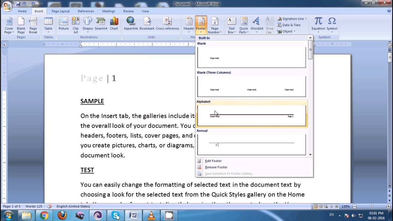 how to delete header and footer in word to only one page