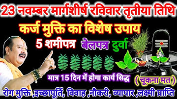 23 नवम्बर रविवार तृतीया तिथि। 5 शमीपत्र 7 दुर्वा से कर्ज मुक्ति। #रविवार #pradeepmishra #upay