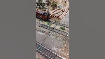 old climax logging crew train on the LK&R layout logging line