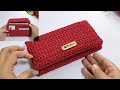 "طريقة عمل محفظه/بورتفيه كروشيه شيك جداً للمبتدئين بجيوب داخلية عمليه وأنيقه!" crochet wallet