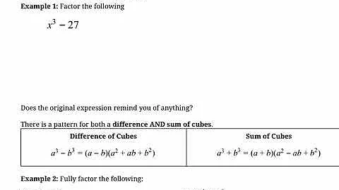 Factoring Polynomials: Sum & Difference of Cubes (MHF4U)