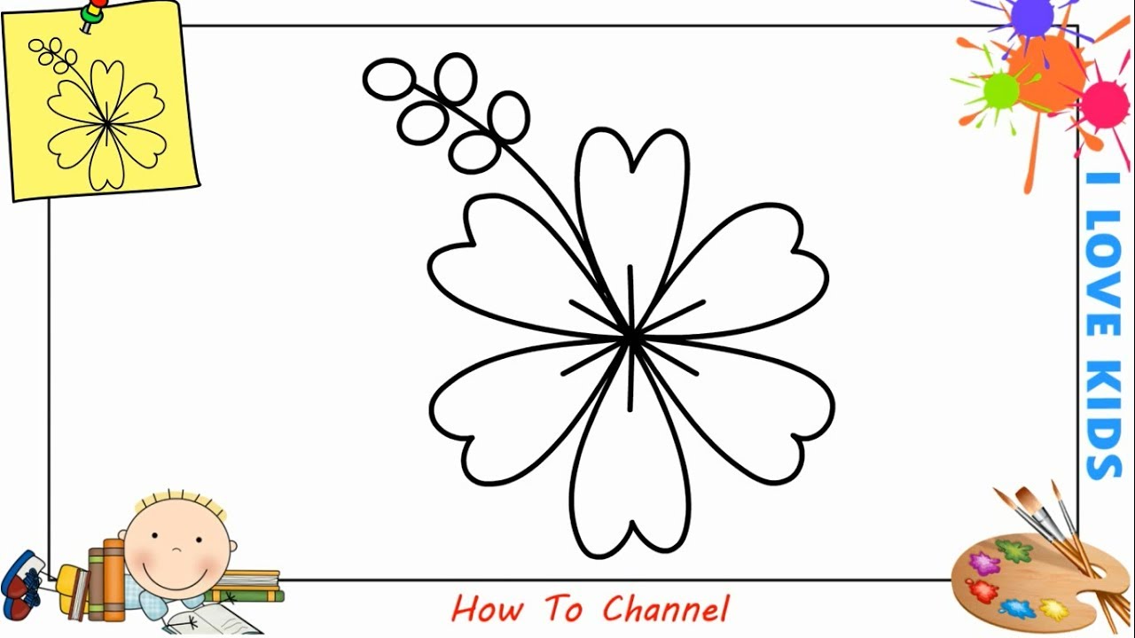 How To Draw A Flower Easy Step By Step For Kids, Beginners, Children 11 -  Youtube