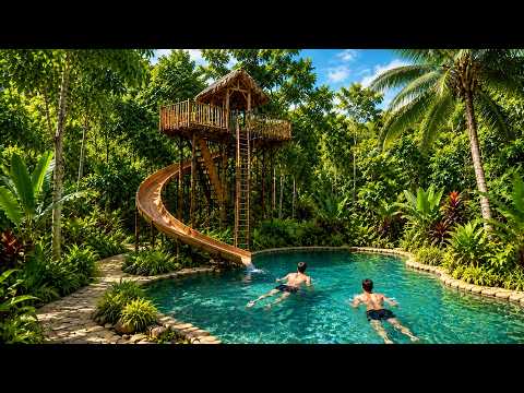 Tropical Luxury Tree House With Giant Pool Slide