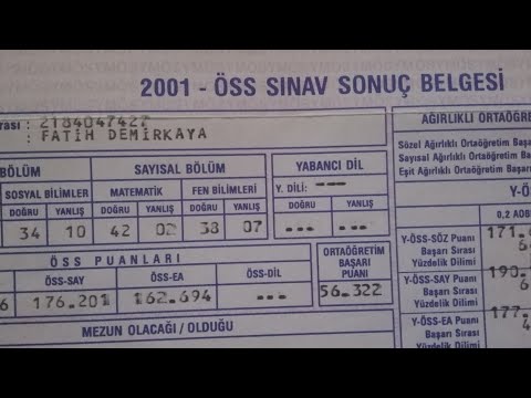 2001 ÖSS 😀 - YKS Sonucum.. 😀.. Biz de öğrenci olduk.. 😀