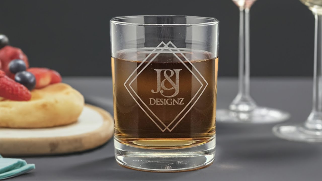 13.5 oz Custom Etched Rocks Glass - Personalized Whiskey Glass with Your Logo, Design and Text