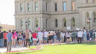 Pro-abortion rights activists protest Roe v. Wade in Lansing