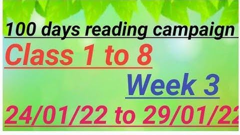 100 days reading campaign || Class 1 to 8 || week 3 ||
