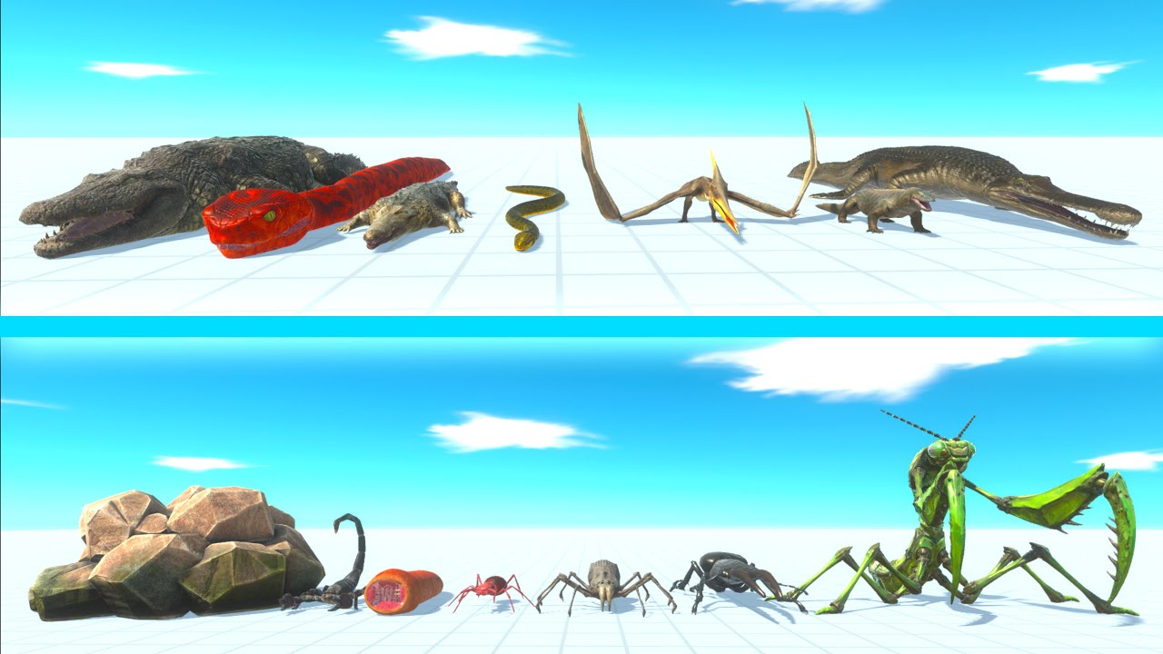 REPTILES Team vs GIANT INVERTEBRATES Team - Animal Revolt Battle Simulator ARBS