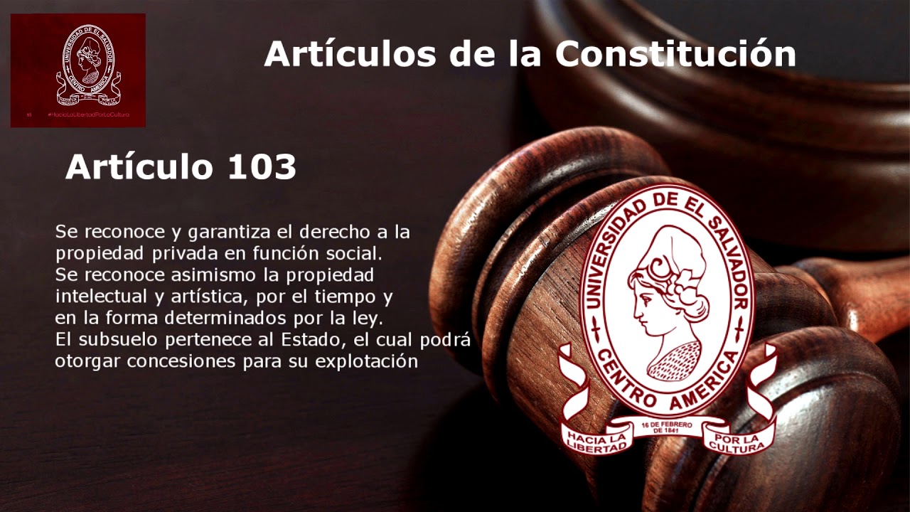 Articulo 103 Constitucion Republica de El Salvador - YouTube