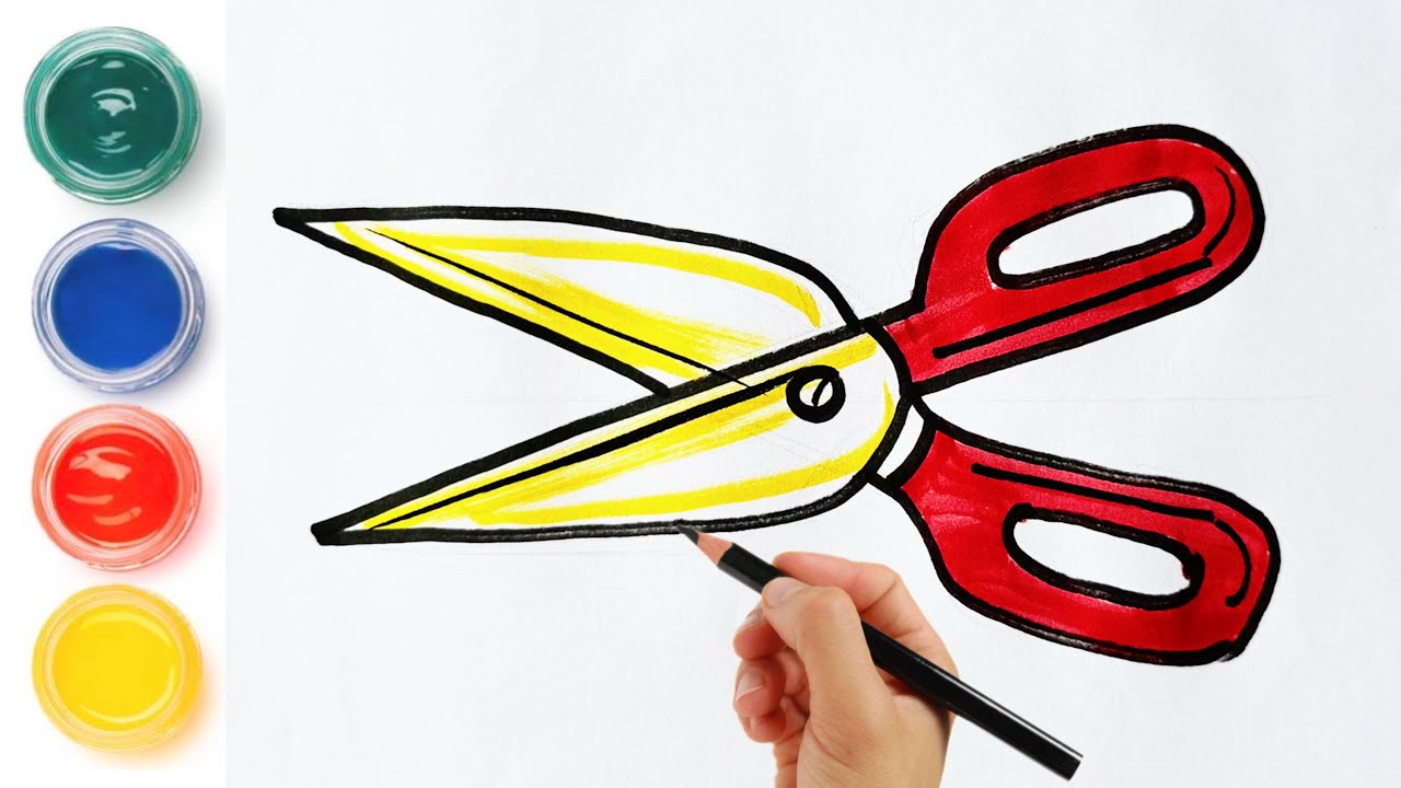 Easy  scissors  drawing ✂️ | ￼ step-by-step drawing for kids | kids drawing | Caesar drawing ✂️