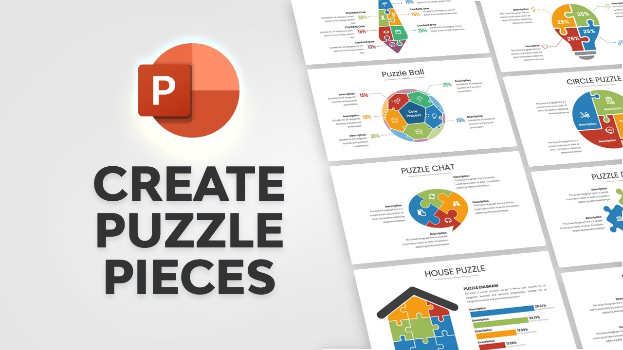 6 Pieces Jigsaw Strategy Puzzle PowerPoint Template