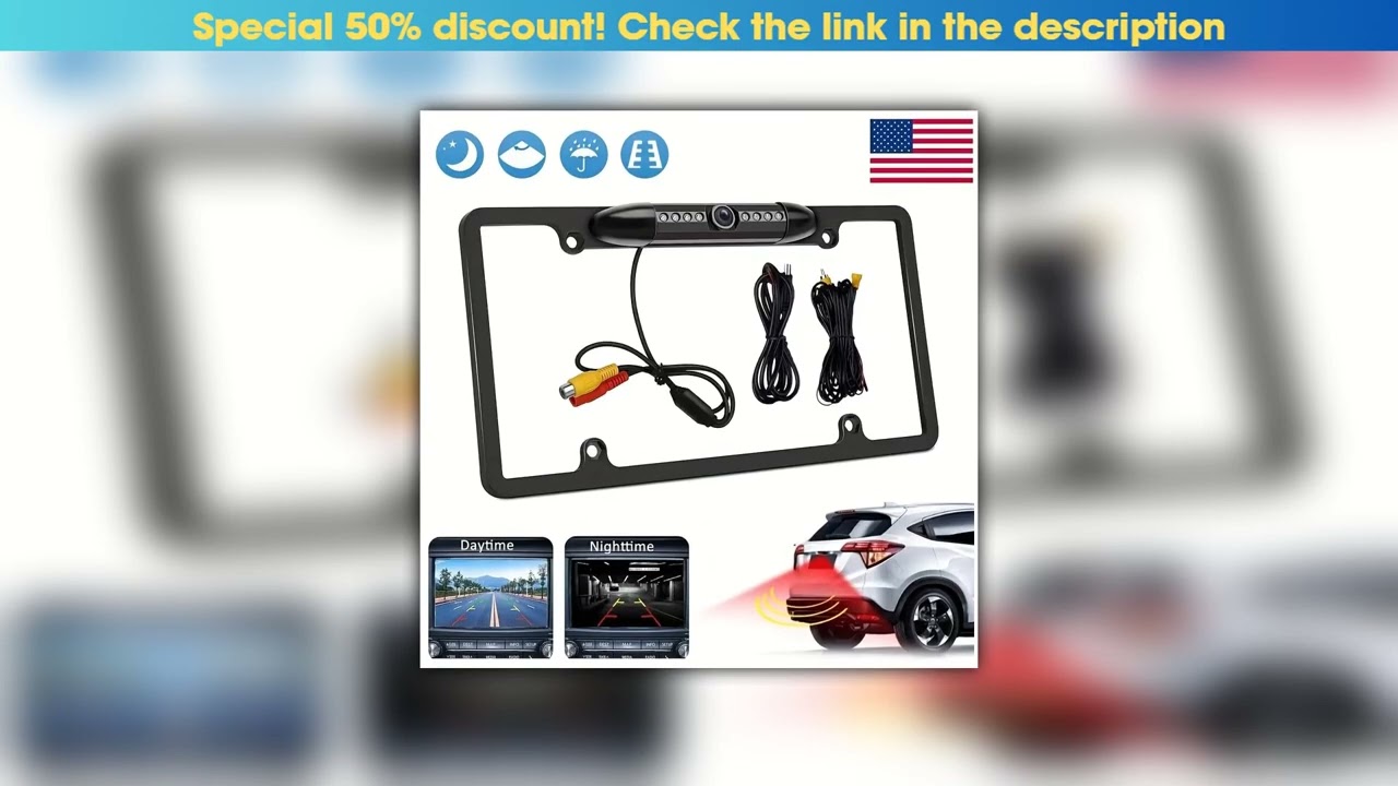 Exclusive US License Plate Frame Rear View Backup Camera IR LED Night Vision Reversing camera for C