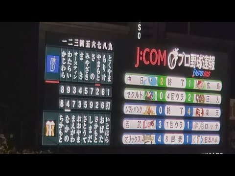 20240706 J:COMプロ野球速報~他球場の試合結果・途中経過がオーロラビジョンに表示される~ 3回ウラ、7回ウラ終了後 阪神 ...