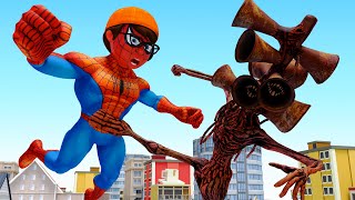 Scary Teacher Spider – Nick Love Tani vs Giant Zombie and Siren Head Bully Destroy City Animation