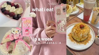 what i eat in a week in indonesia! (daifukku, cute cafe, japanese pancakes, sushi & more)