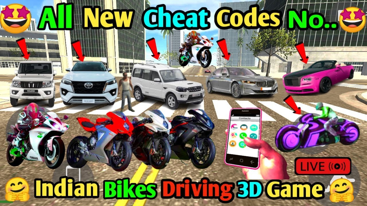 All Cheat codes in Indian bike driving 3D//All New cheat code Indian ...