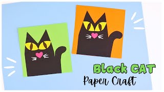 EASY Black Cat Paper Craft for Kids (Halloween Decoration!)