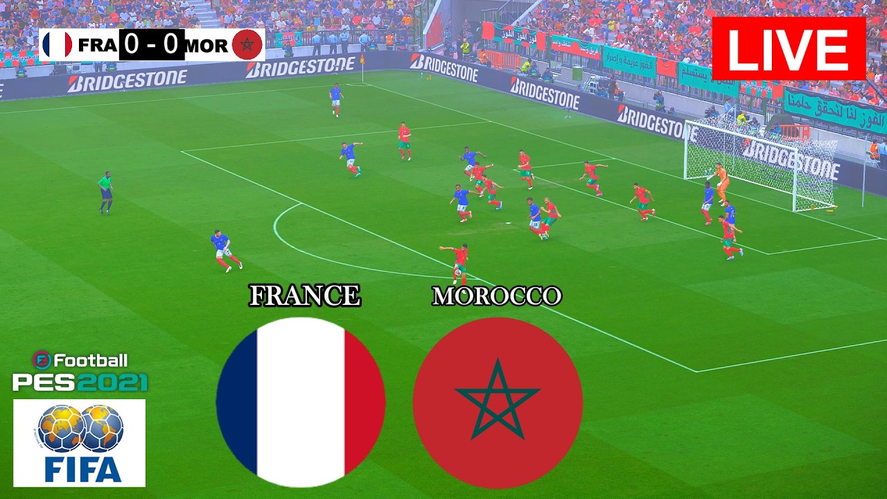 France vs Morocco Live | Video Game Simulation | Full Match eFootball Pes 21