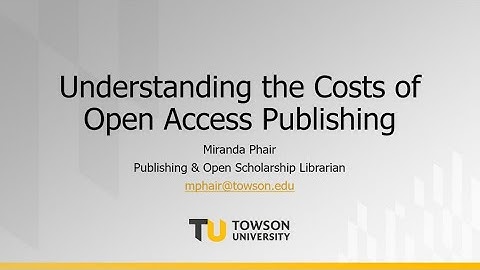 Understanding the Costs of Open Access Publishing | Research University