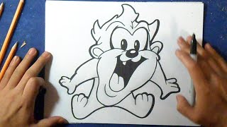 Como dibujar a Taz baby 3 'Looney Tunes'  | How to Draw Tasmanian devil (baby)