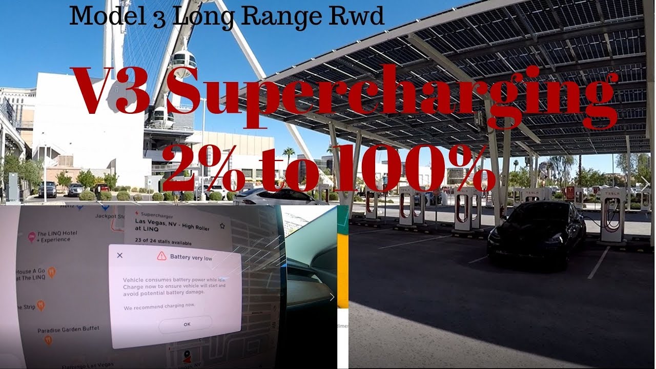 Tesla Model 3 Long Range- V3 Supercharging 250Kw - 2% To 100% - How Fast Can It Charge?