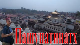Пашупатинатх —  храмовый комплекс. ныряющие обезьяны и сжигание покойников