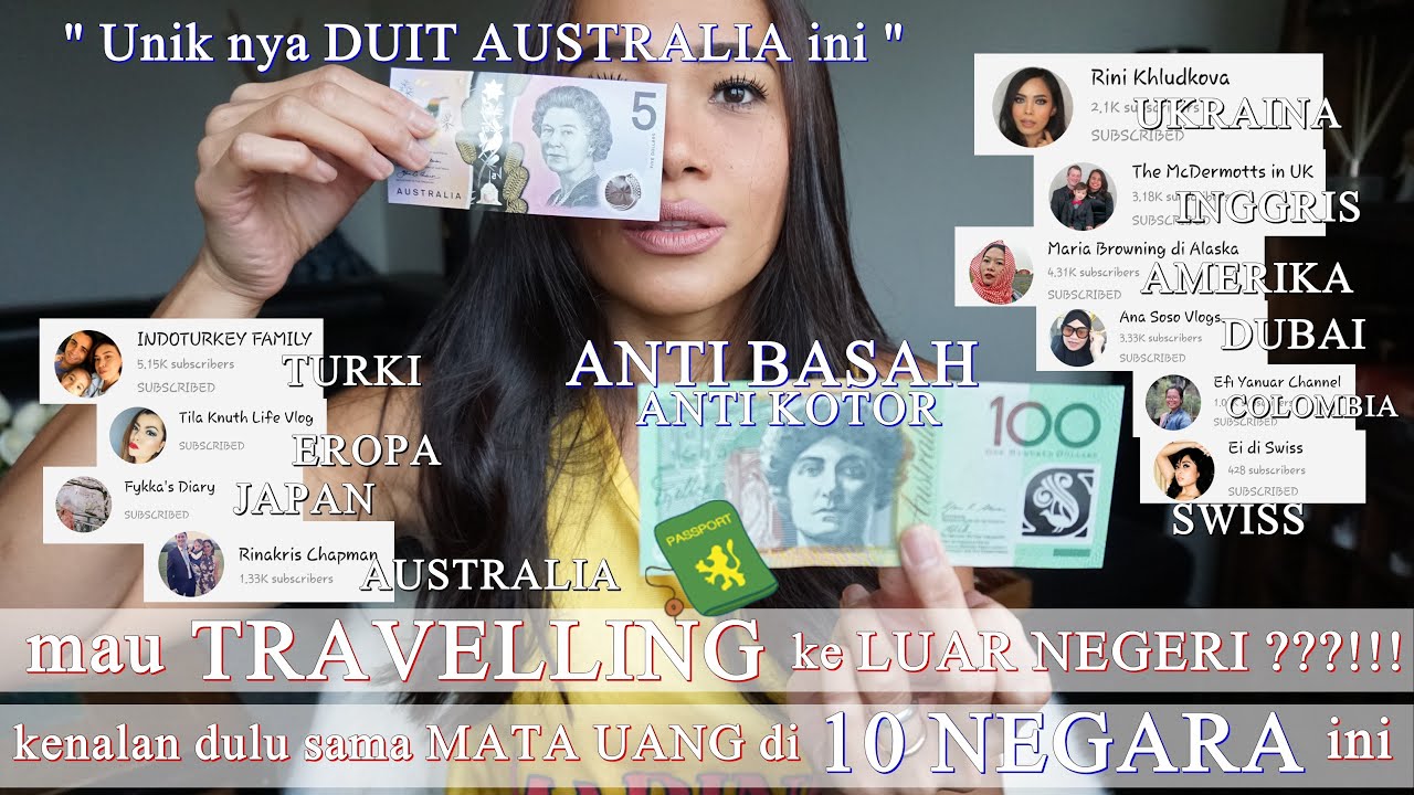 Travelling ke AUSTRALIA? kenalan dulu sama duit ANTI AIR nya || Review 10  uang Mancanegara || VU