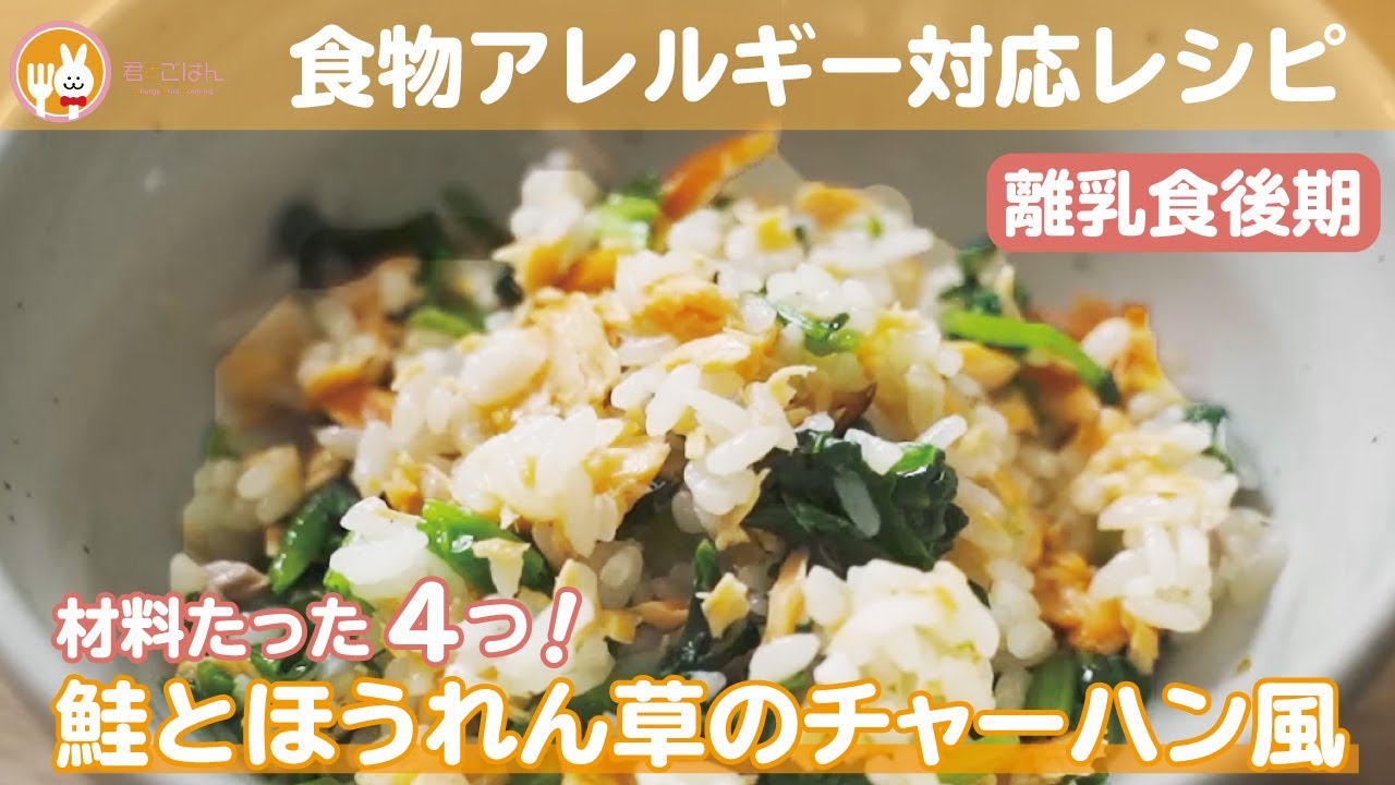 離乳食後期 鮭とほうれん草のチャーハン風 Youtube