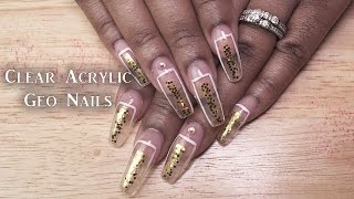 nails clear acrylic gold geo