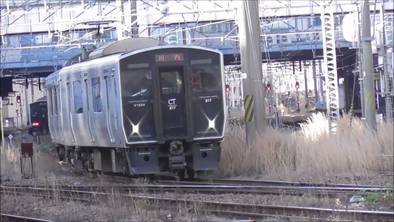中川 JR九州 817系 V1504 川内駅 ～鹿児島中央駅（2455M) 折り返し817系