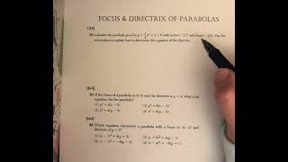 Focus & Directrix of Parabolas - Algebra 2 Regents Practice