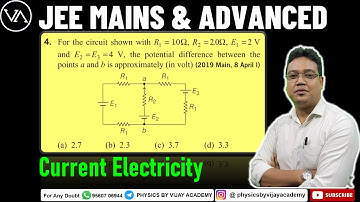 For the circuit shown with R1 =10Ω R2 =20Ω E1 = 2V and E2= E3 =4V the potential difference