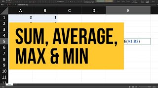 Excel Functions: Sum, Average, Max, and Min